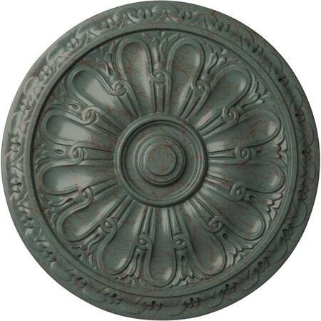 Ekena Millwork Kirke Ceiling Medallion (Fits Canopies up to 3 3/4"), 15 3/4"OD x 5/8"P, Cloud Burst Crackle CM16KICBC